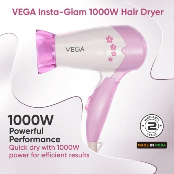 Vega Insta Glam 1000 Watts Hair Dryer | Men & Women Both - Image 4